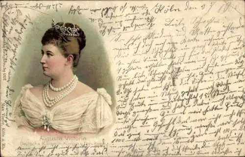Litho Kaiserin Auguste Viktoria, Portrait, Diadem