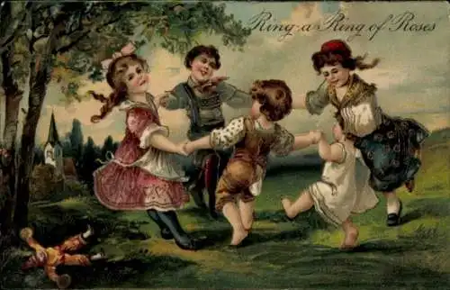 Präge Ak Kinder spielen Ringelreihen