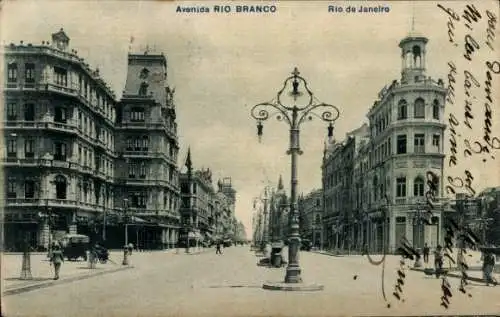 Ak Rio de Janeiro Brasilien, Avenida Rio Branco