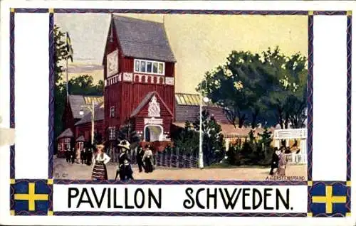 Künstler Ak Gerstenbrand, Wien 2 Leopoldstadt, Erste intern Jagdausstellung 1910, Pavillon Schweden