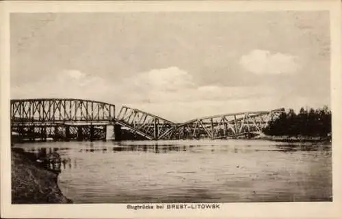 Ak Brest Litowsk Weißrussland, zerstörte Brücke