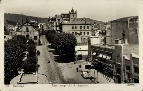 Ak Barcelona Katalonien Spanien, Plaza Lesseps, Av. R. Argentina