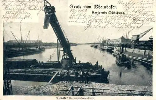 Ak Mühlburg Karlsruhe in Baden, Rheinhafen