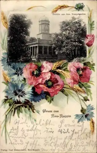 Passepartout Ak Neuruppin in Brandenburg, Tempelgarten