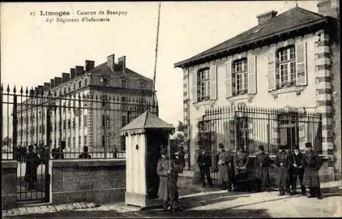 Ak Limoges Haute Vienne, Caserne de Beaupuy 63e Regiment d'Infanterie