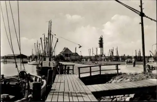 Ak Nordseebad Büsum, Hafen, Leuchtturm
