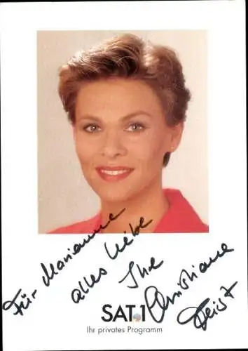 Ak Schauspielerin Christiane Feist, Portrait, Autogramm, SAT1