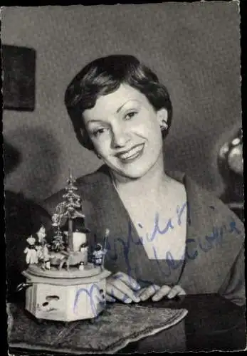 Ak Schauspielerin Ruth Leuwerik, Portrait, Autogramm, Spieluhr