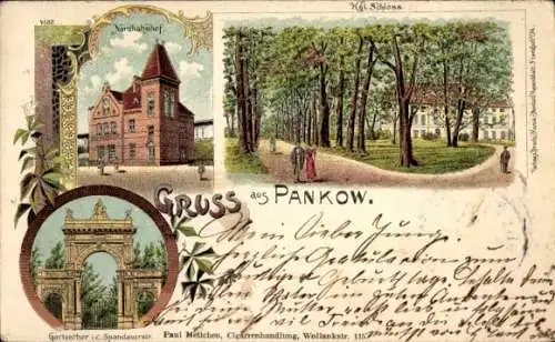 Litho Berlin Pankow, Nordbahnhof, Kgl. Schloss, Gartentor in der Spandauer Straße