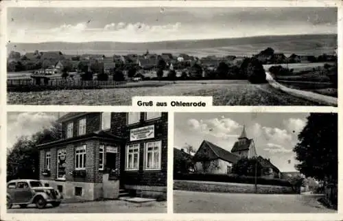 Ak Ohlenrode Freden an der Leine Niedersachsen, Gasthaus, Kirche, Totalansicht