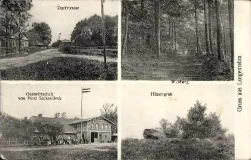 Ak Langenrehm Emsen Rosengarten in Niedersachsen, Hünengrab, Waldweg, Gastwirtschaft