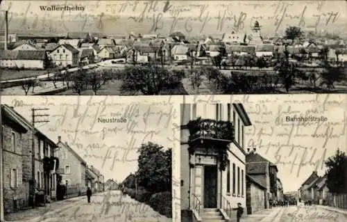 Ak Wallertheim in Rheinhessen, Bahnhofstaße, Neustraße, Totalansicht