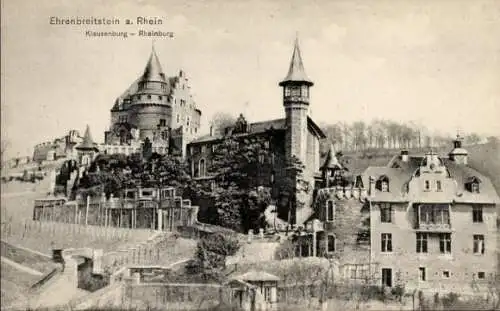 Ak Ehrenbreitstein Koblenz am Rhein, Klausenburg, Rheinburg