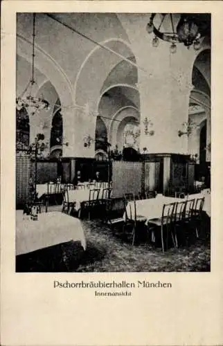 Ak München Bayern, Pschorrbräubierhallen, Innenansicht