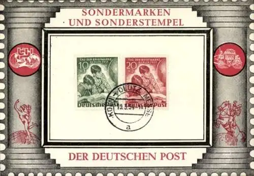 Briefmarken Ak Sondermarken und Sonderstempel der Deutschen Post, Tag der Briefmarke