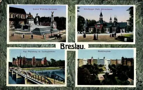 Ak Wrocław Breslau Schlesien, Kaiser-Wilhelm-Denkmal, Scheitniger Park, Schweizerei