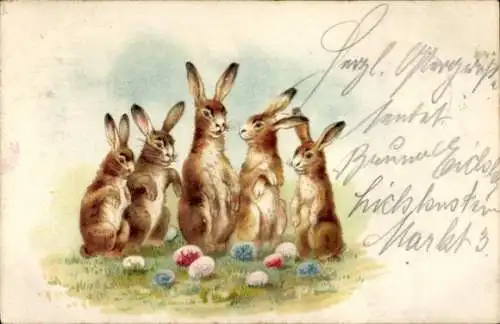 Litho Ostern, Osterhasen, Ostereier