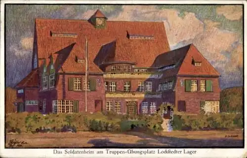 Künstler Ak Lockstedt in Holstein, Lockstedter Lager, Soldatenheim, Truppenübungsplatz