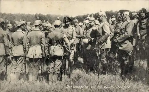 Ak Kronprinz Wilhelm bei dem Württenbergern, Deutsche Soldaten in Uniformen