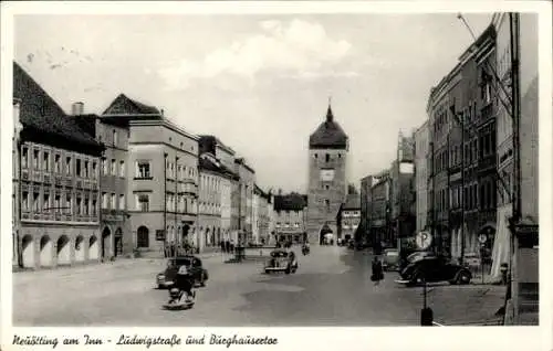 Ak Neuötting am Inn Oberbayern, Ludwigstraße, Burghausertor