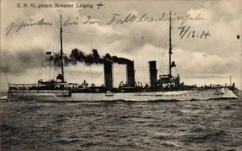 Ak Deutsches Kriegsschiff, SMS Leipzig, Kleiner geschützter Kreuzer, Kaiserliche Marine
