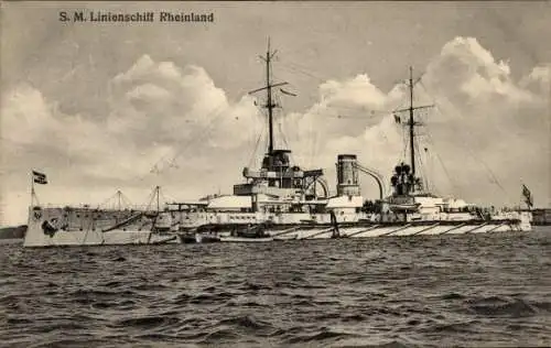 Ak Deutsches Kriegsschiff, SMS Rheinland, Linienschiff, Kaiserliche Marine