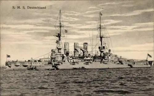 Ak Deutsches Kriegsschiff, SMS Deutschland, Flottenflaggschiff, Kaiserliche Marine