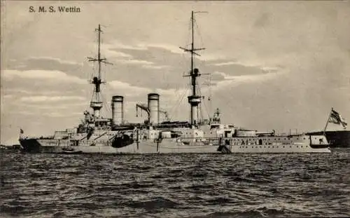 Ak Deutsches Kriegsschiff, SMS Wettin, Kaiserliche Marine