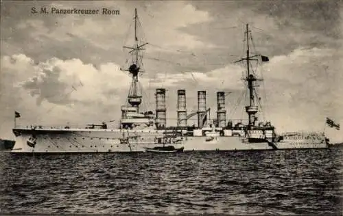 Ak Deutsches Kriegsschiff, SMS Roon, Panzerkreuzer, Kaiserliche Marine