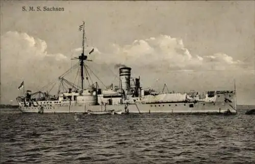 Ak Deutsches Kriegsschiff, S.M.S. Sachsen, Kaiserliche Marine