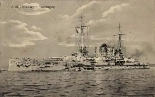 Ak Deutsches Kriegsschiff, S.M. Linienschiff Thüringen, Kaiserliche Marine