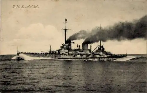 Ak Deutsches Kriegsschiff SMS Moltke, Panzerkreuzer, Kaiserliche Marine