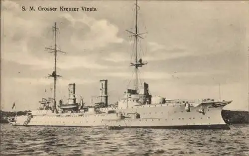 Ak Deutsches Kriegsschiff, S.M. Großer Kreuzer Vineta, Kaiserliche Marine