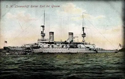 Ak Deutsches Kriegsschiff, SMS Kaiser Karl der Große, Kaiserliche Marine