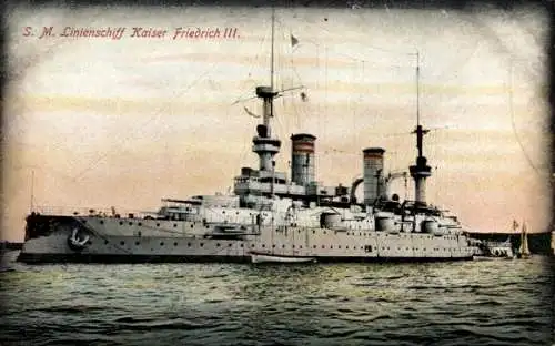 Ak Deutsches Kriegsschiff, SM Linienschiff Kaiser Friedrich III., Kaiserliche Marine