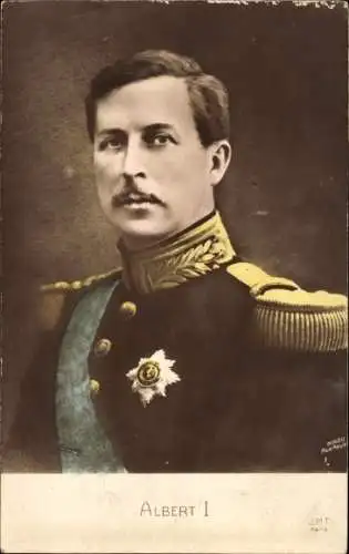 Ak König Albert I. von Belgien, Portrait in Uniform