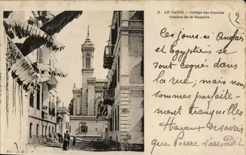 Ak Cairo Kairo Ägypten, College des Jesuites, Clocher de la Chapelle
