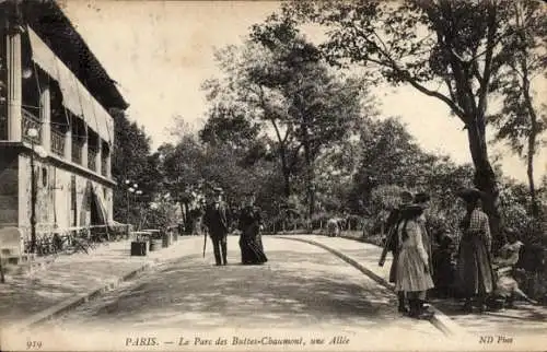 Ak Paris XIX. Buttes Chaumont, Park, eine Gasse