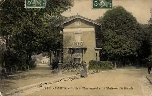Ak Paris XIX. Buttes Chaumont, Haus der Garde
