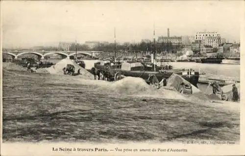 Ak Paris 13., Blick flussaufwärts der Pont d'Austerlitz