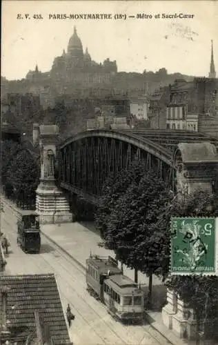 Ak Paris XVIII. Montmartre, Metro, Basilika Sacré-Coeur