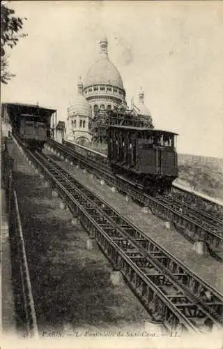 Ak Paris XVIII. Montmartre, Standseilbahn, Basilika Sacré-Coeur