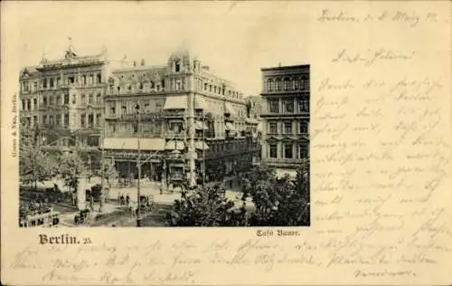 Ak Berlin Mitte, Unter den Linden Ecke Friedrichstraße, Cafe Bauer