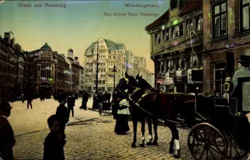 Ak Hamburg Mitte Altstadt, Mönckebergstraße, Kutsche