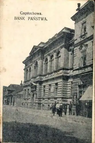 Ak Częstochowa Tschenstochau Schlesien, Reichsbank, Kommandantur