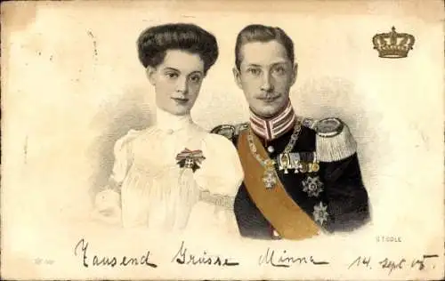 Ak Kronprinz Wilhelm von Preußen, Kronprinzessin Cecilie von Preußen