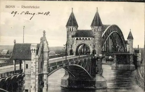 Ak Bonn am Rhein, Rheinbrücke, Teilansicht