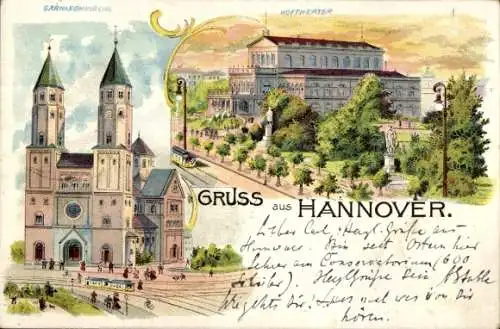 Litho Hannover in Niedersachsen, Garnisonkirche, Hoftheater