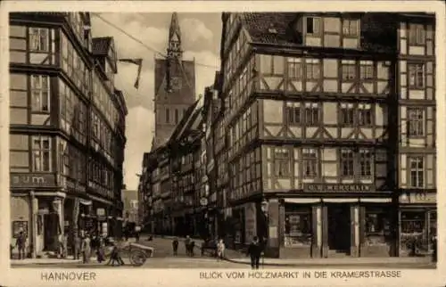 Ak Hannover in Niedersachsen, Blick vom Holzmarkt in die Kramerstraße