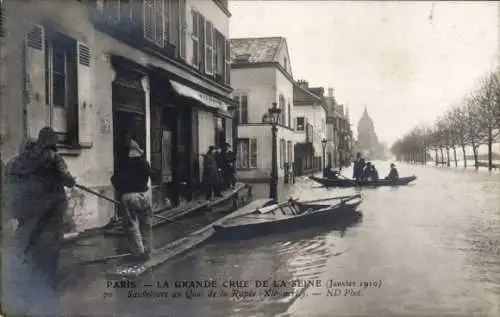 Ak Paris XII Reuilly, Quai de la Rapée, Die Seine-Überschwemmung von 1910